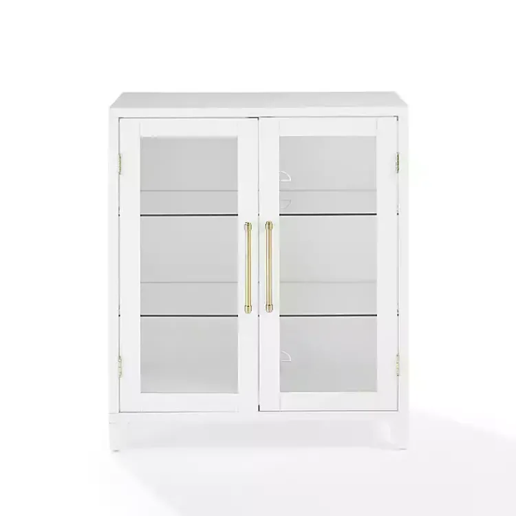 Kirklands Home & Gold Glass Door Storage Cabinet White Clearance