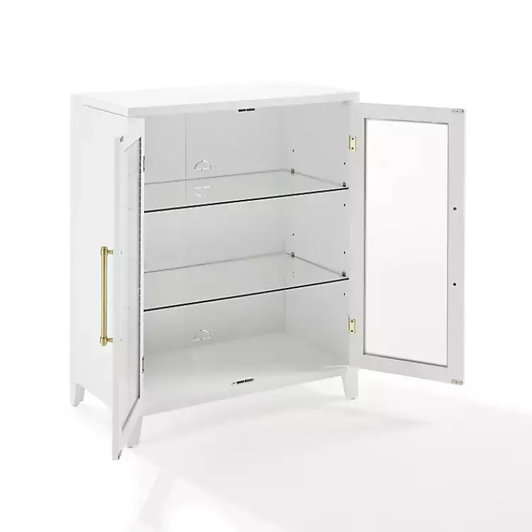 Kirklands Home & Gold Glass Door Storage Cabinet White Clearance