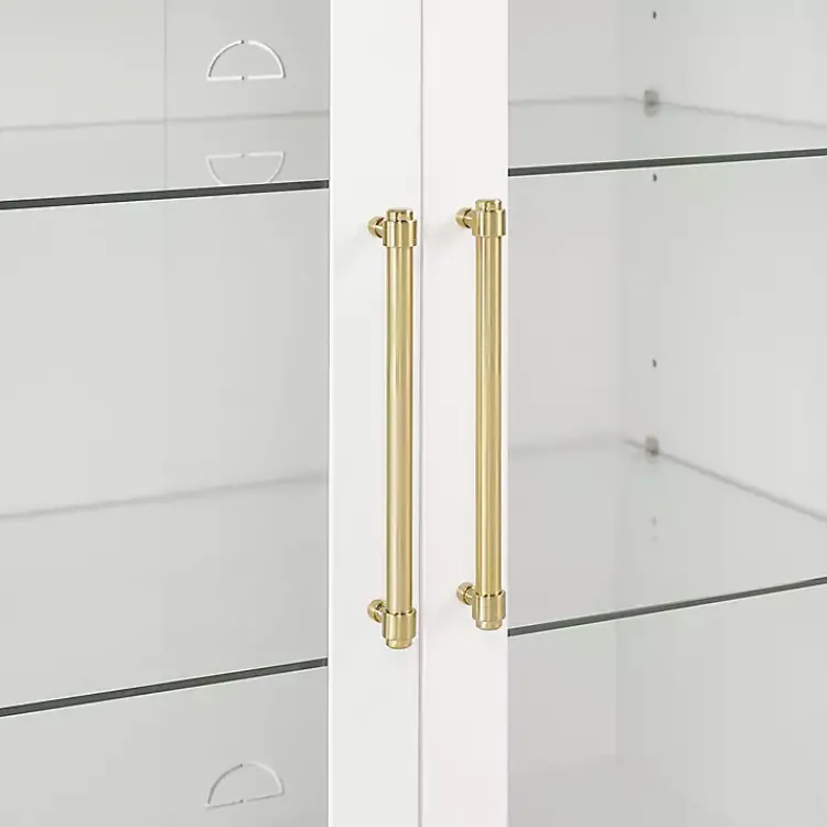 Kirklands Home & Gold Glass Door Storage Cabinet White Clearance