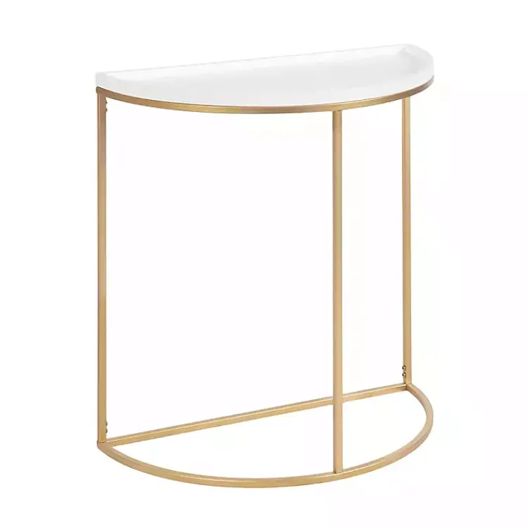 Kirklands Home & Gold Half Moon Dorrah Accent Table White Sale