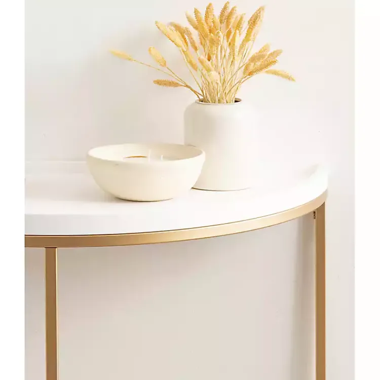Kirklands Home & Gold Half Moon Dorrah Accent Table White Sale