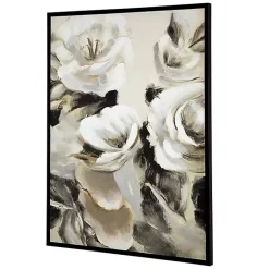 Kirklands Home White & Gray Garden Flowers Framed Canvas Print Discount