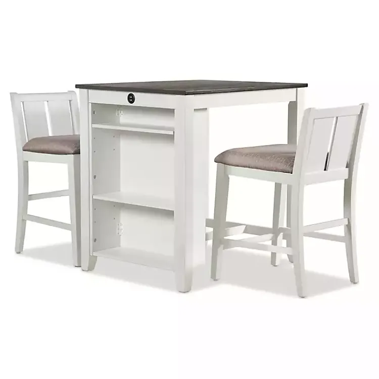 Kirklands Home & Gray Wood Kayla Counter Height 3-pc. Set White Clearance
