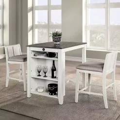 Kirklands Home & Gray Wood Kayla Counter Height 3-pc. Set White Clearance