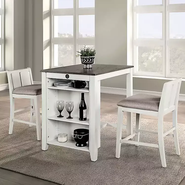 Kirklands Home & Gray Wood Kayla Counter Height 3-pc. Set White Clearance