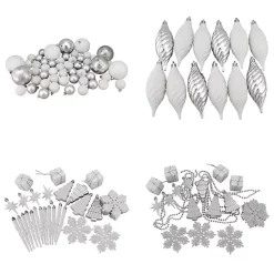 Christmas Ornaments>Kirklands Home White & Shatterproof Christmas Ornament Set Silver