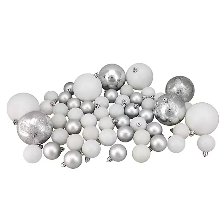 Christmas Ornaments>Kirklands Home White & Shatterproof Christmas Ornament Set Silver