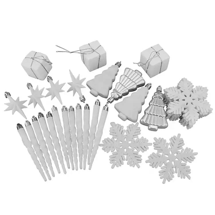 Christmas Ornaments>Kirklands Home White & Shatterproof Christmas Ornament Set Silver