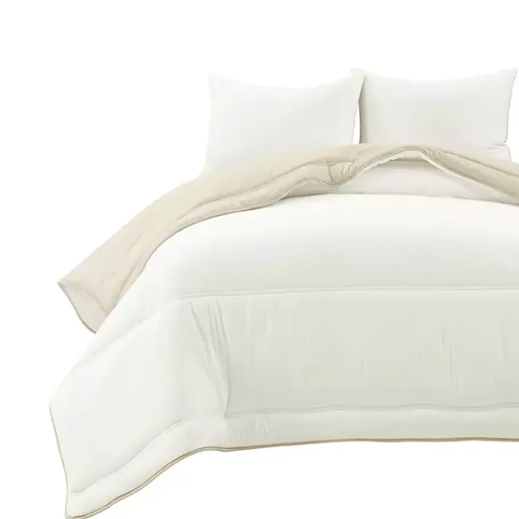 Kirklands Home White & Tan Reversible 3-pc. King Comforter Set Hot