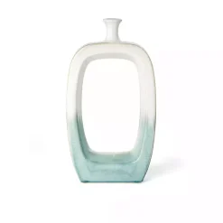 Vases>Kirklands Home White & Turquoise Ceramic Cut-Out Vase, 18 in.