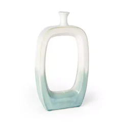 Vases>Kirklands Home White & Turquoise Ceramic Cut-Out Vase, 18 in.