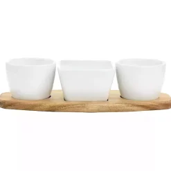 Kirklands Home White Acacia Wood Base 4-pc. Tidbit Dish Set Discount