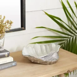 Decorative Bowls & Jars>Kirklands Home Aluminum Seashell Bowl White