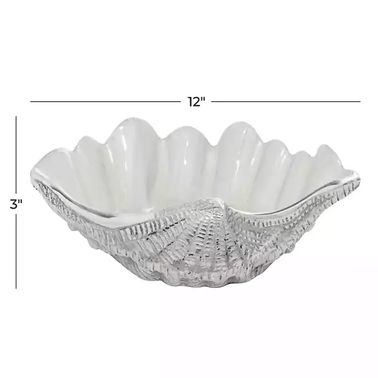 Decorative Bowls & Jars>Kirklands Home Aluminum Seashell Bowl White