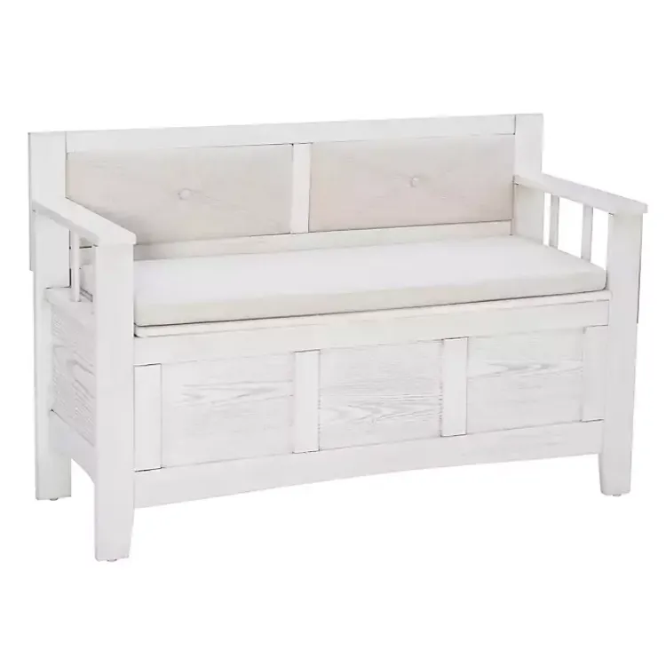 Kirklands Home White and Beige Carlton Storage Bench Sale