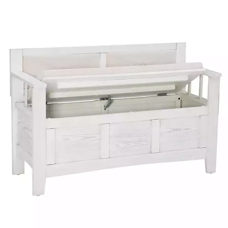 Kirklands Home White and Beige Carlton Storage Bench Sale