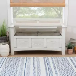 Kirklands Home White and Beige Carlton Storage Bench Sale