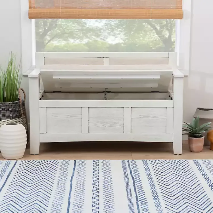 Kirklands Home White and Beige Carlton Storage Bench Sale