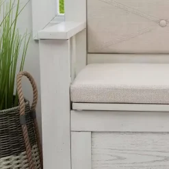 Kirklands Home White and Beige Carlton Storage Bench Sale