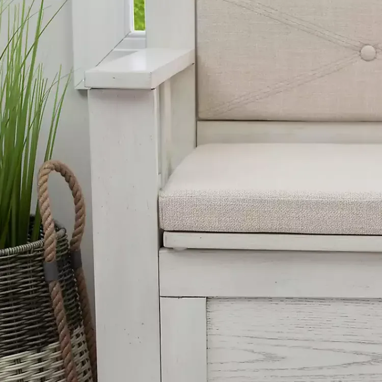 Kirklands Home White and Beige Carlton Storage Bench Sale