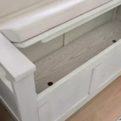 Kirklands Home White and Beige Carlton Storage Bench Sale