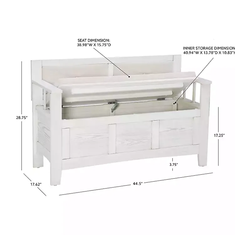 Kirklands Home White and Beige Carlton Storage Bench Sale