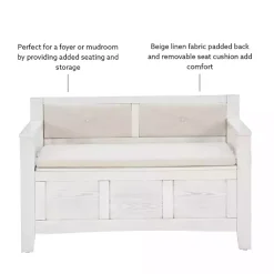 Kirklands Home White and Beige Carlton Storage Bench Sale