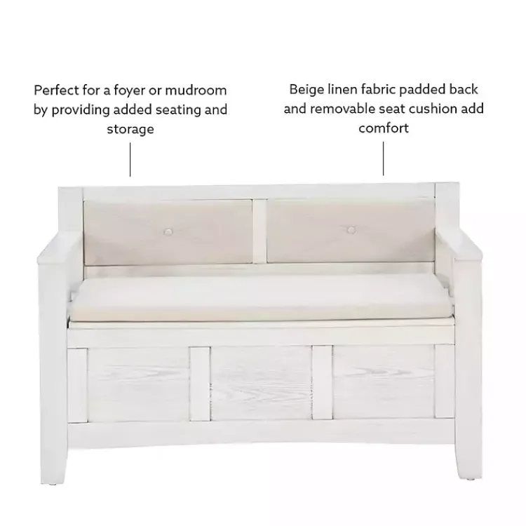 Kirklands Home White and Beige Carlton Storage Bench Sale