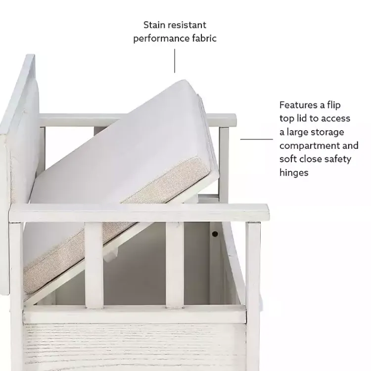 Kirklands Home White and Beige Carlton Storage Bench Sale