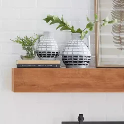 Vases>Kirklands Home White and Black Checkered Ceramic Vases, Set of 2