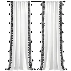 Kirklands Home White and Black Diamond Curtain Panel, 84 in. Discount
