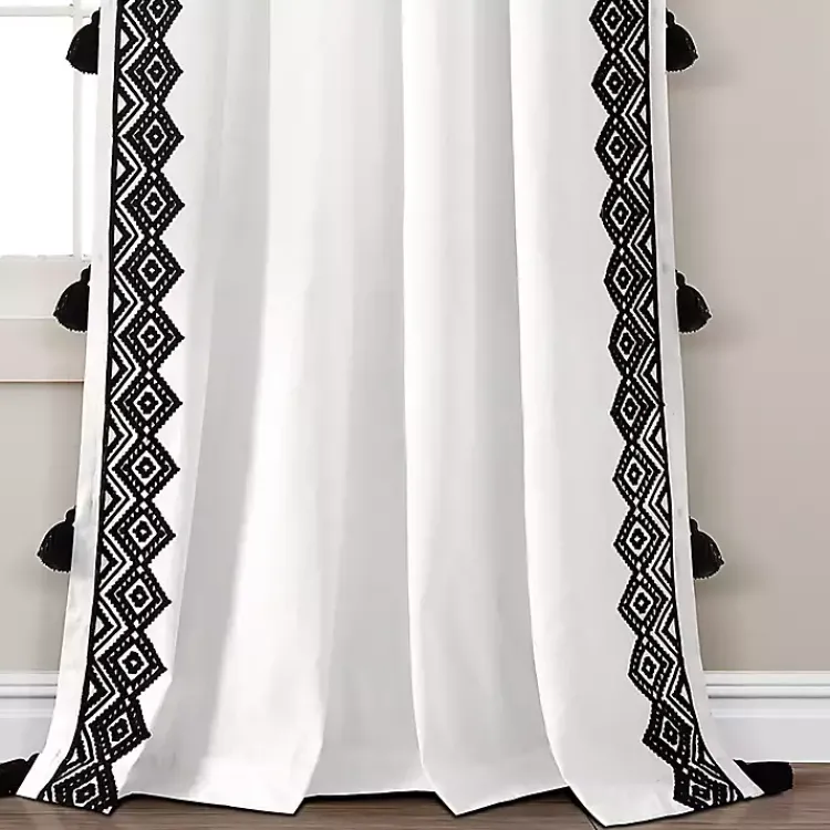 Kirklands Home White and Black Diamond Curtain Panel, 84 in. Discount