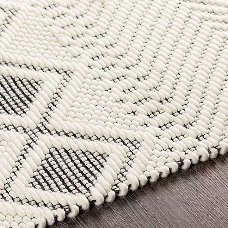 Kirklands Home White and Black Diamond Tassel Wool Area Rug, 8x10 Hot