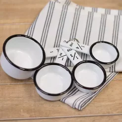 Kirklands Home White and Black Metal Enamelware Measuring Cup Set Sale