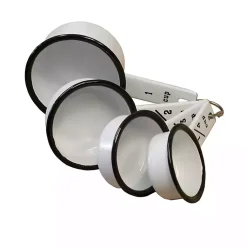 Kirklands Home White and Black Metal Enamelware Measuring Cup Set Sale