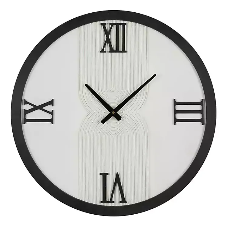 Kirklands Home White and Black Modern Wall Clock New