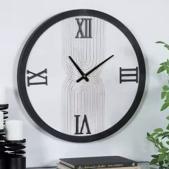 Kirklands Home White and Black Modern Wall Clock New