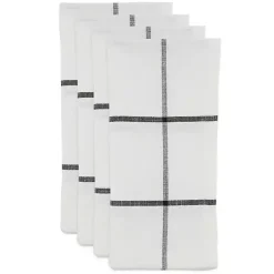 Kirklands Home White and Black Plaid Cotton Napkins, Set of 4 Outlet