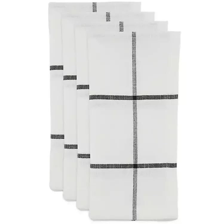 Kirklands Home White and Black Plaid Cotton Napkins, Set of 4 Outlet