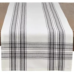 Kirklands Home White and Black Plaid Cotton Table Runner Sale