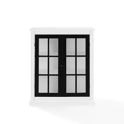 Kirklands Home White and Black Windowpane Doors Cabinet Clearance