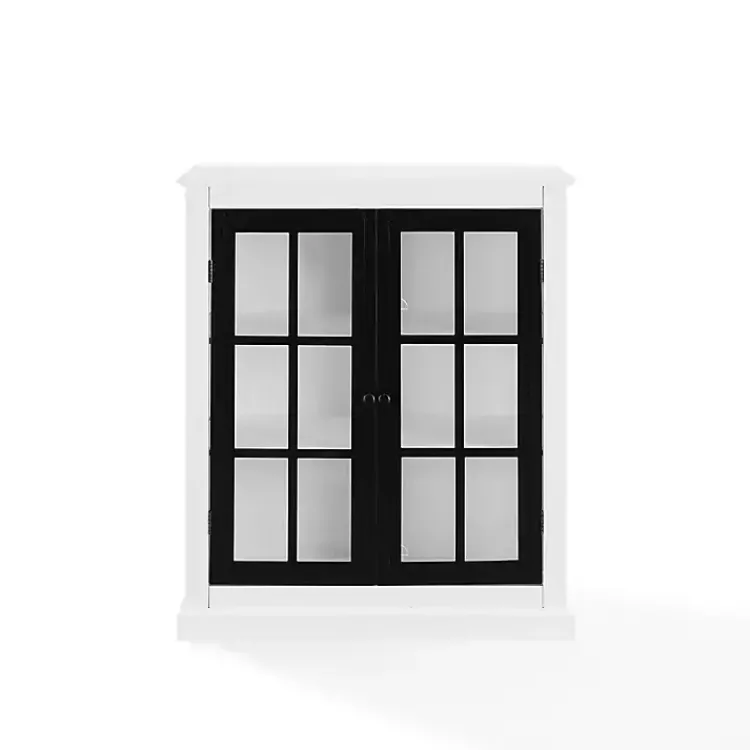 Kirklands Home White and Black Windowpane Doors Cabinet Clearance