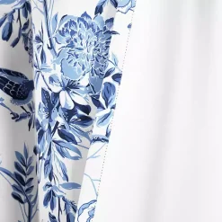 Kirklands Home White and Blue Grommet Curtain Panel Set, 84 in.