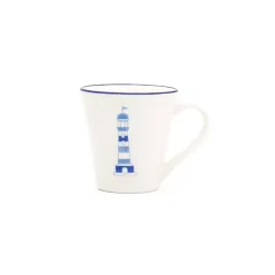 Kirklands Home White and Blue Nautical Mugs, Set of 4 Hot