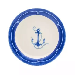 Kirklands Home White and Blue Nautical Salad Plate Set, Set of 4 Clearance