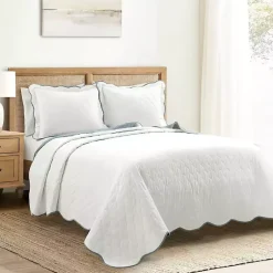 Kirklands Home White and Blue Scallop 3-pc. King Quilt Set Online