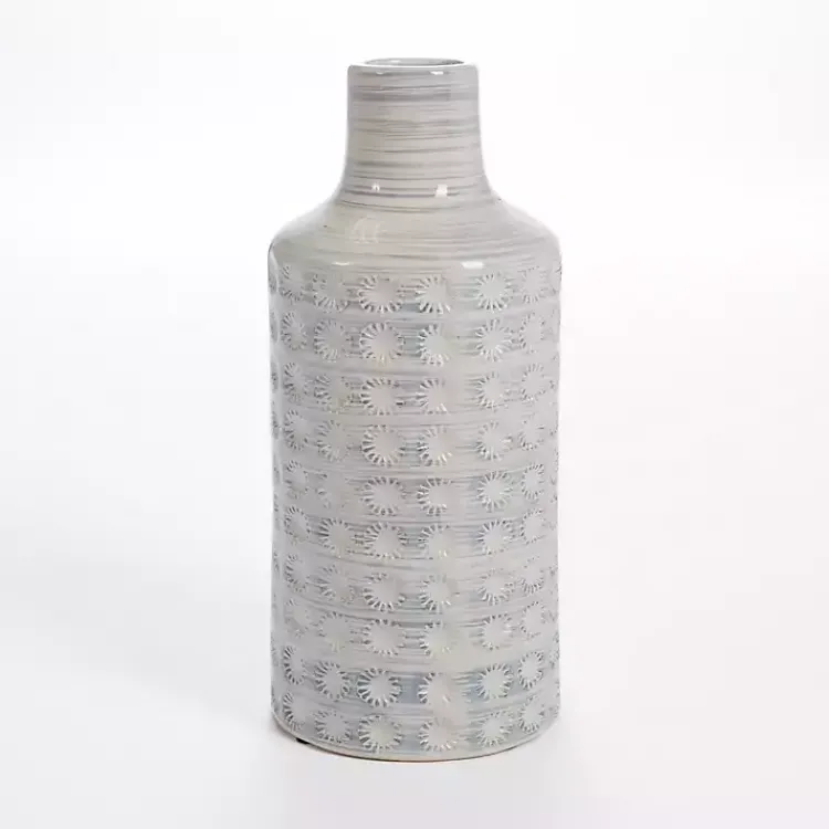 Vases>Kirklands Home White and Blue Starburst Porcelain Vase