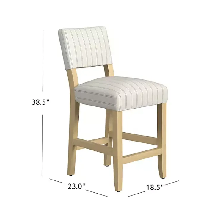 Kirklands Home and Blue Striped Natural Counter Stool White Hot