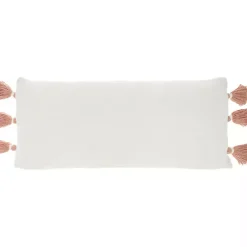 Pillows>Kirklands Home White and Blush Braided Stripe Lumbar Pillow