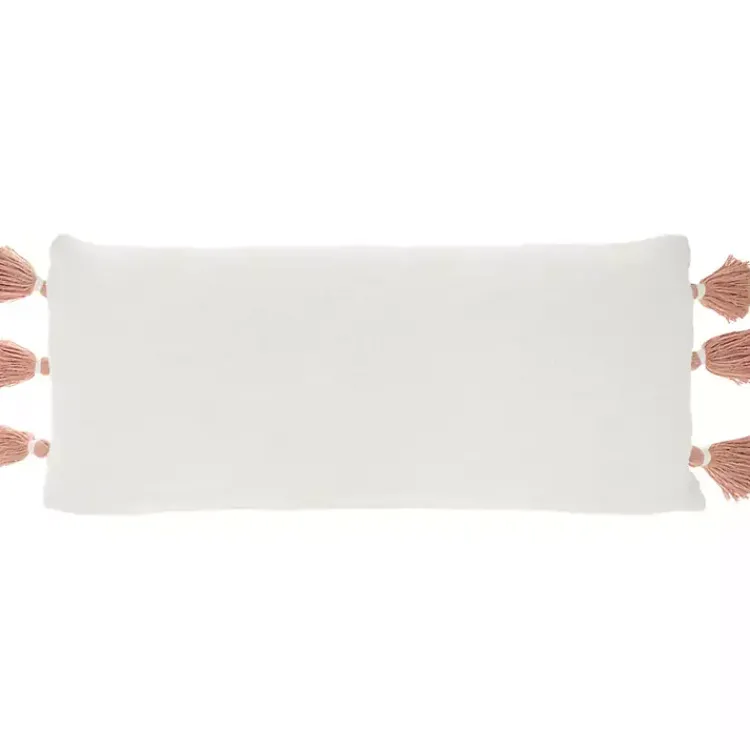 Pillows>Kirklands Home White and Blush Braided Stripe Lumbar Pillow
